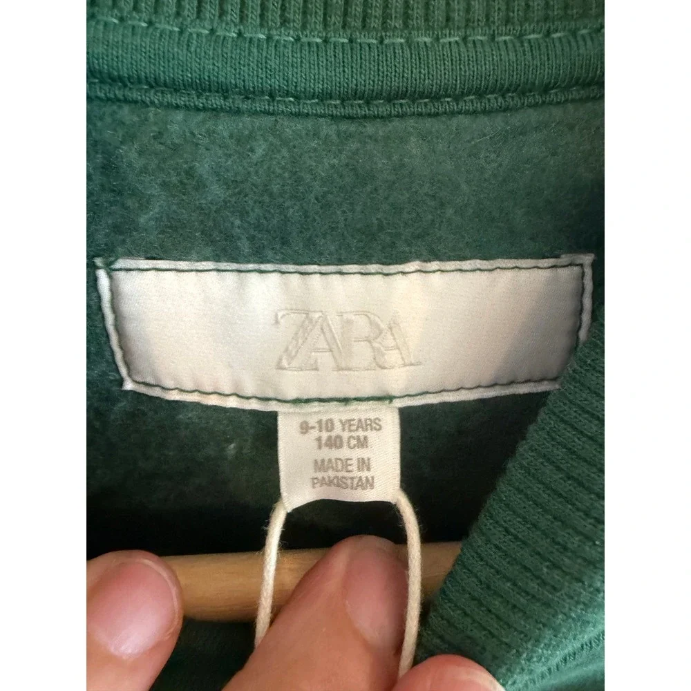 Zara Kids Green Varsity Bomber Jacket Patches 9-10 Years 140cm NWT